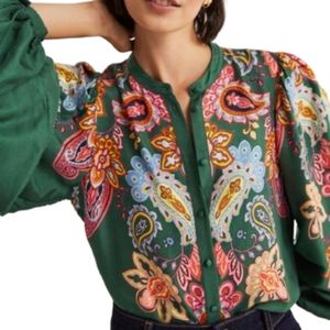 Boden Green Blouson floral blouse